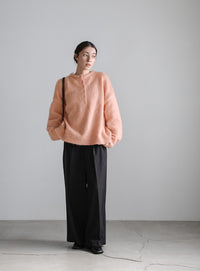 ウールタッチヘンリーネックオーバーニット