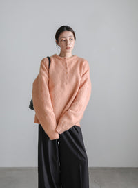 ウールタッチヘンリーネックオーバーニット