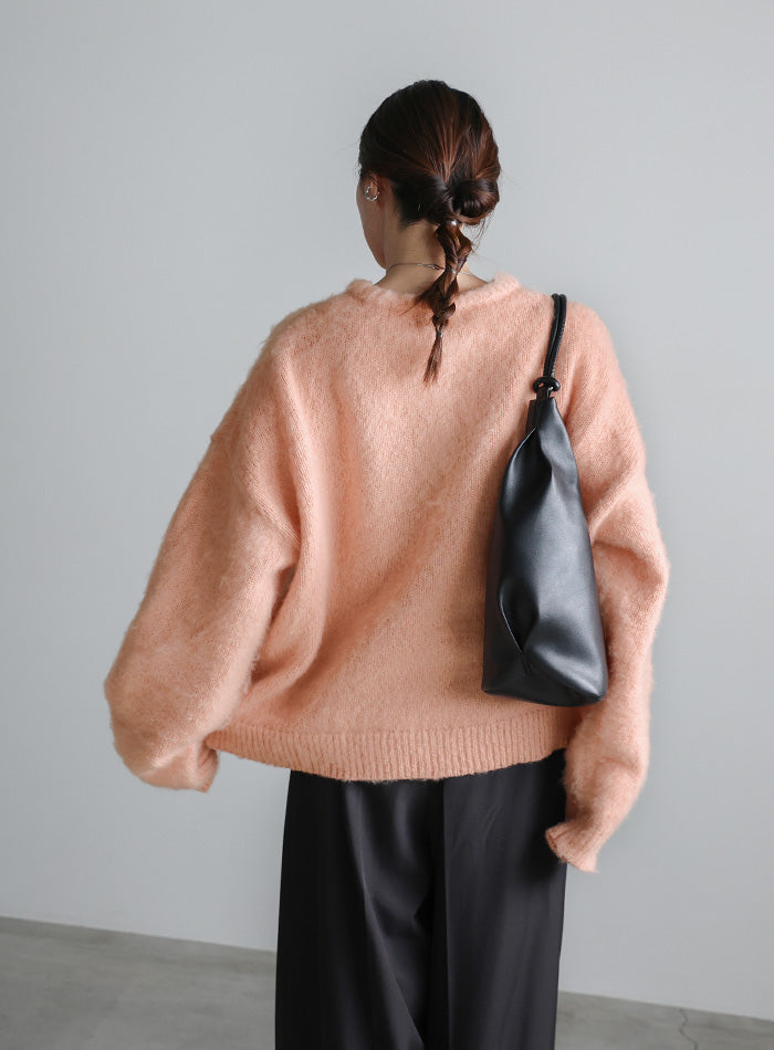 ウールタッチヘンリーネックオーバーニット