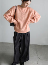 ウールタッチヘンリーネックオーバーニット