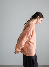 ウールタッチヘンリーネックオーバーニット