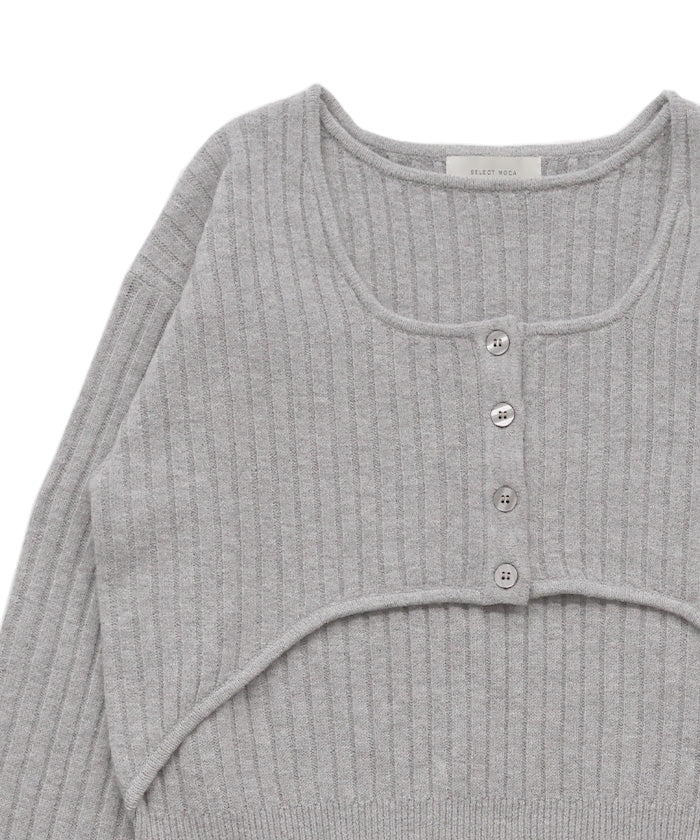 レイヤードデザインニット