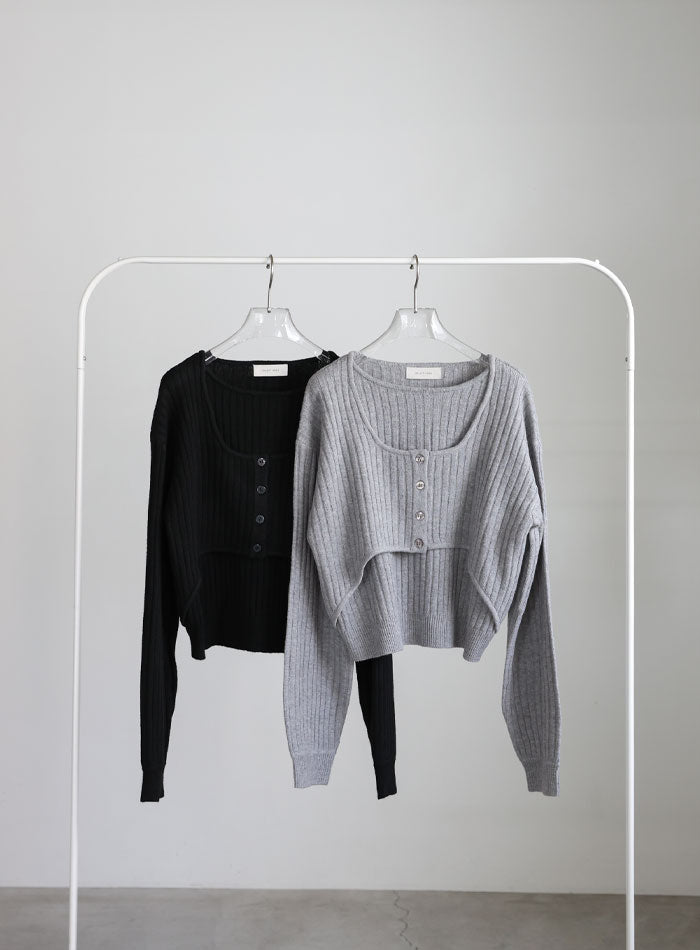 レイヤードデザインニット