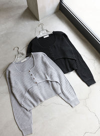 レイヤードデザインニット