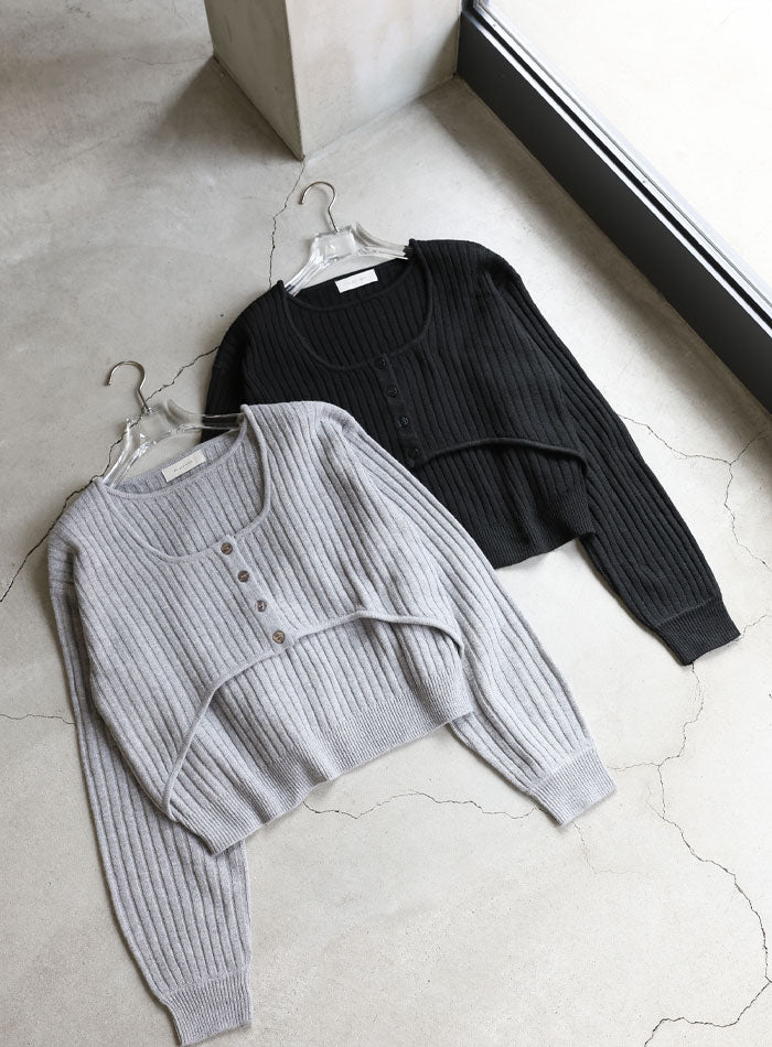 レイヤードデザインニット