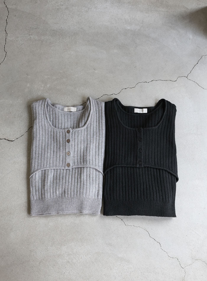 レイヤードデザインニット