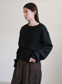 レイヤードデザインニット