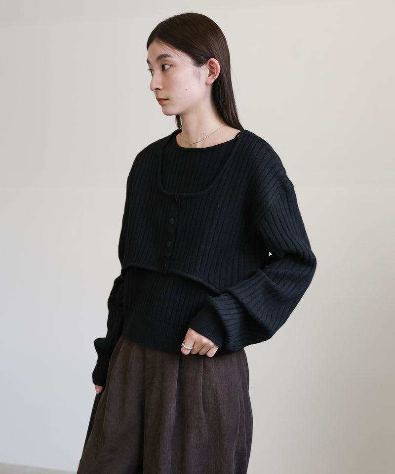 レイヤードデザインニット