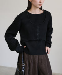 レイヤードデザインニット