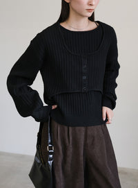 レイヤードデザインニット