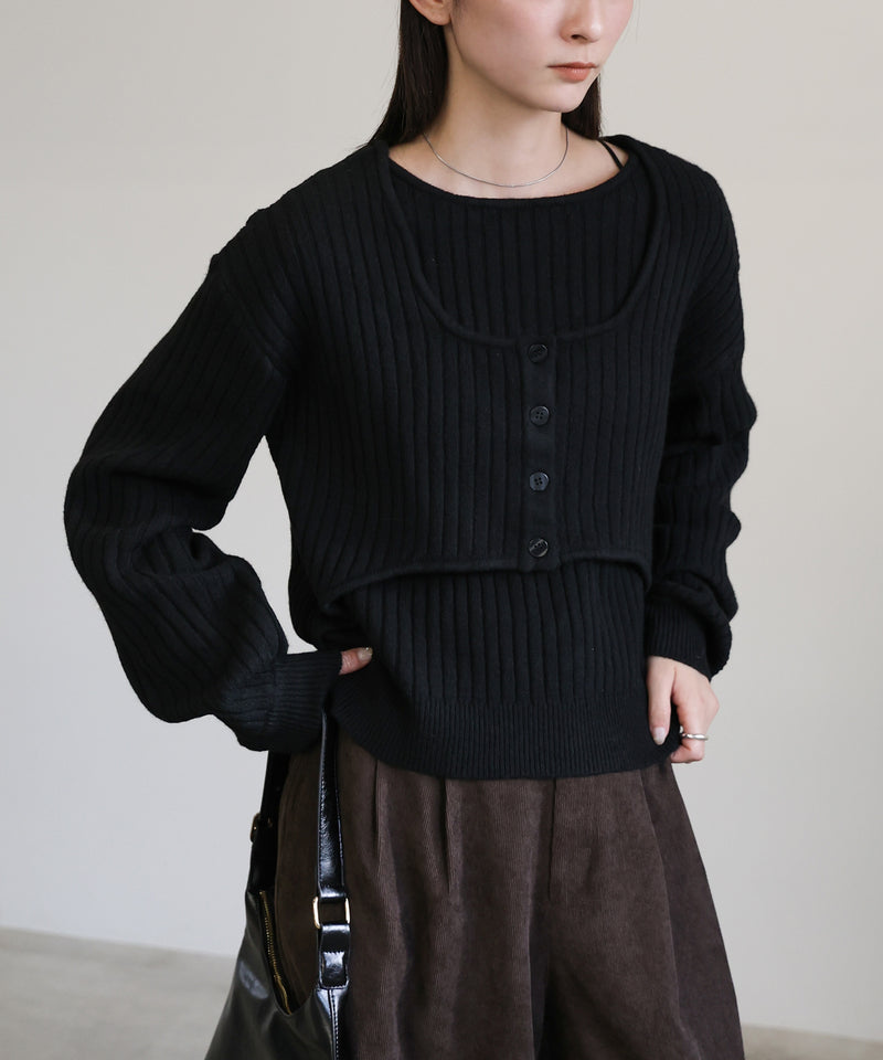 レイヤードデザインニット