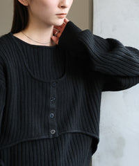 レイヤードデザインニット