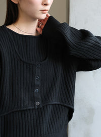 レイヤードデザインニット