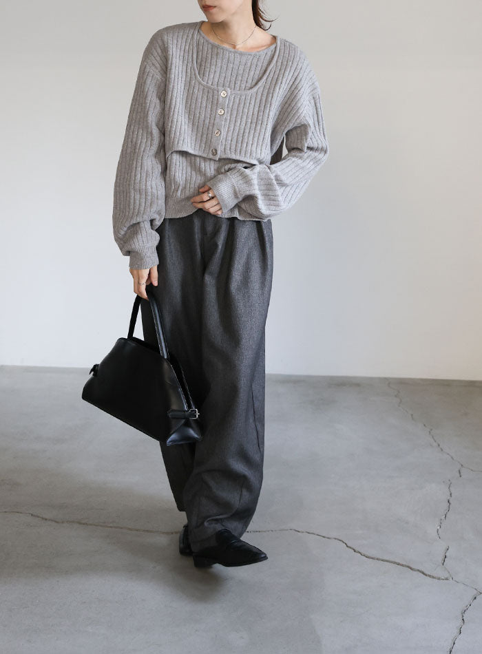 レイヤードデザインニット