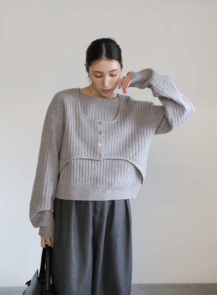 レイヤードデザインニット