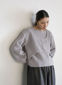 レイヤードデザインニット