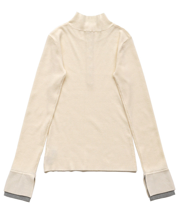 レイヤードスリーブヘンリーネックニット