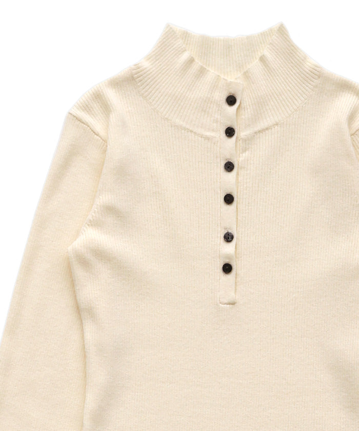 レイヤードスリーブヘンリーネックニット