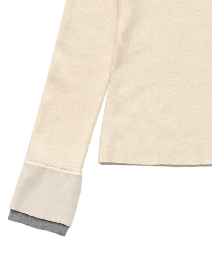 レイヤードスリーブヘンリーネックニット