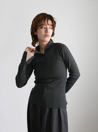 レイヤードスリーブヘンリーネックニット