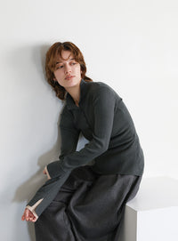 レイヤードスリーブヘンリーネックニット