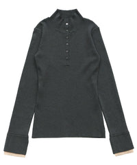 レイヤードスリーブヘンリーネックニット