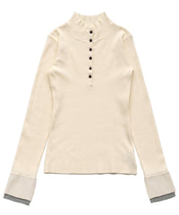 レイヤードスリーブヘンリーネックニット