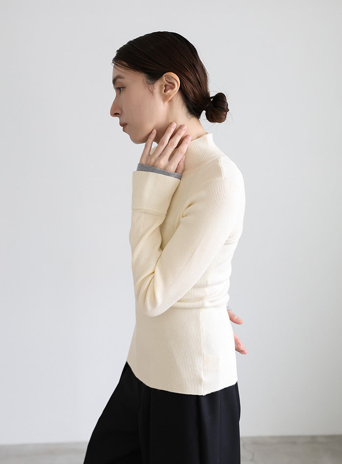 レイヤードスリーブヘンリーネックニット