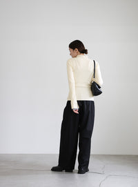 レイヤードスリーブヘンリーネックニット