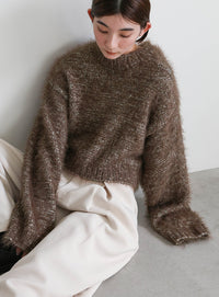 ミックスシャギーショートニット