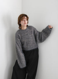 ミックスシャギーショートニット