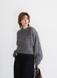 ミックスシャギーショートニット