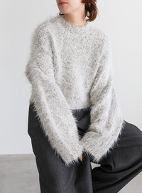 ミックスシャギーショートニット