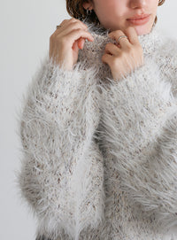 ミックスシャギーショートニット