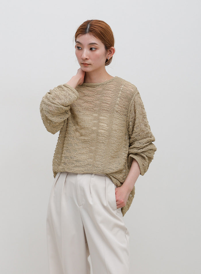 クルーネックスラブシアーデザインニット – SELECT MOCA