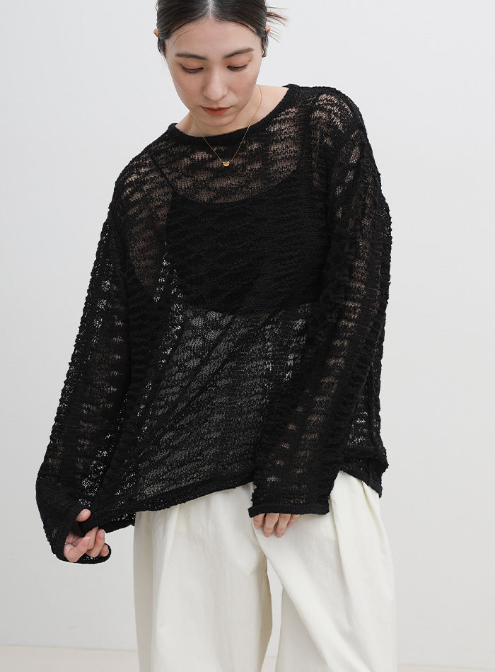 クルーネックスラブシアーデザインニット – SELECT MOCA