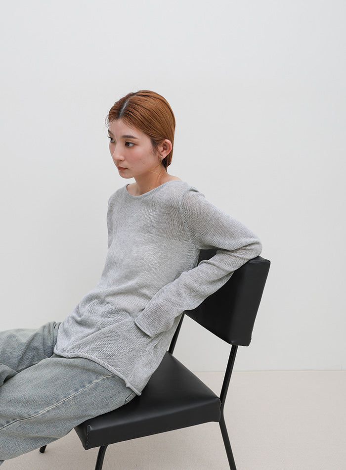 シアーボートネックロールヘムニット – SELECT MOCA