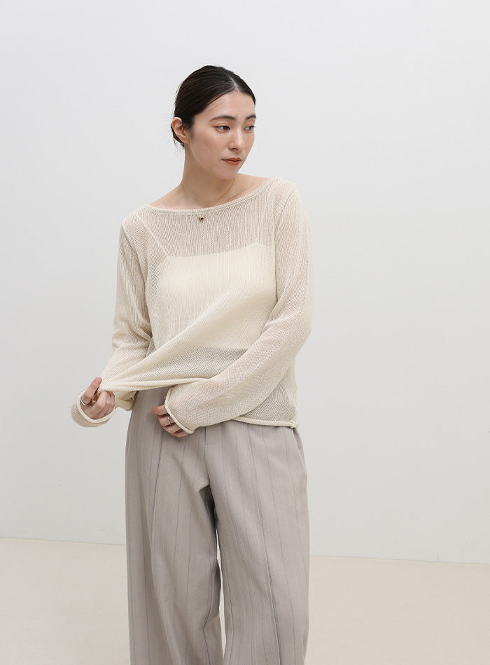 シアーボートネックロールヘムニット – SELECT MOCA