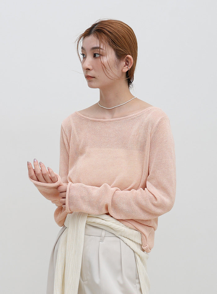 シアーボートネックロールヘムニット – SELECT MOCA