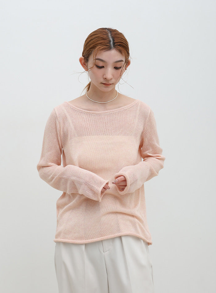 シアーボートネックロールヘムニット – SELECT MOCA