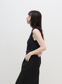 スラブヤーンニットレイヤードデザインタンク