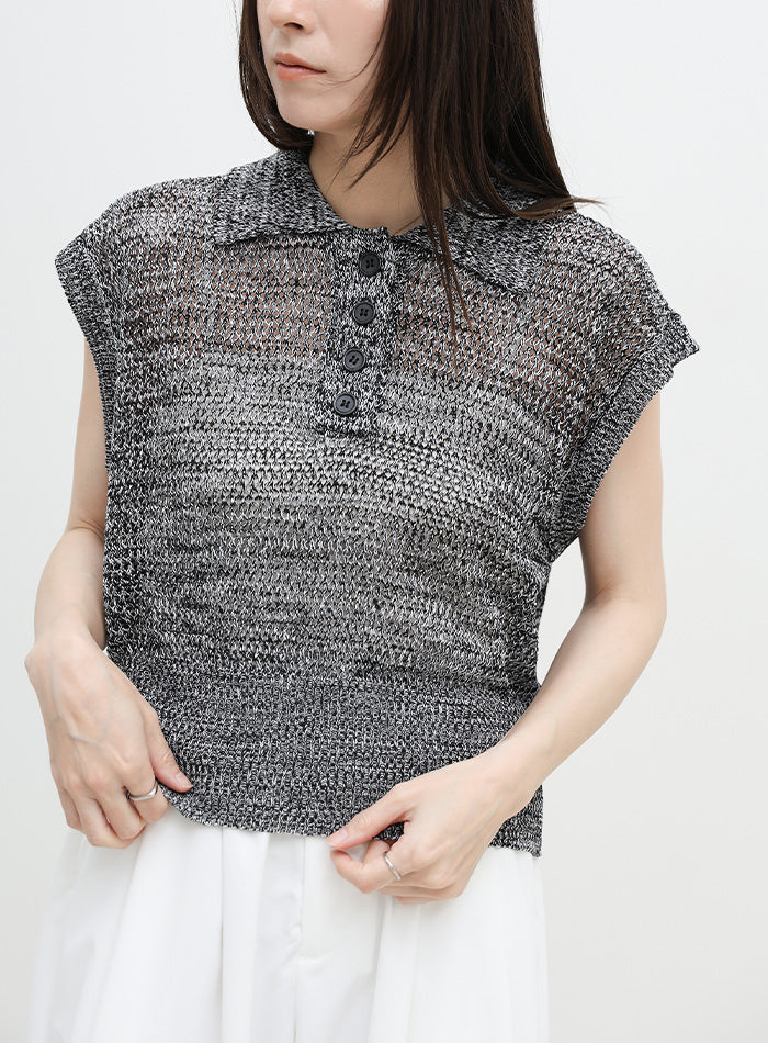 ノースリーブメッシュニットポロ – SELECT MOCA