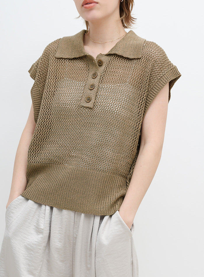 ノースリーブメッシュニットポロ – SELECT MOCA