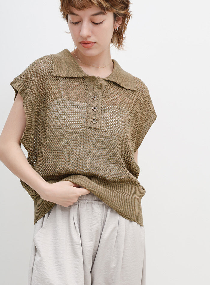 ノースリーブメッシュニットポロ – SELECT MOCA
