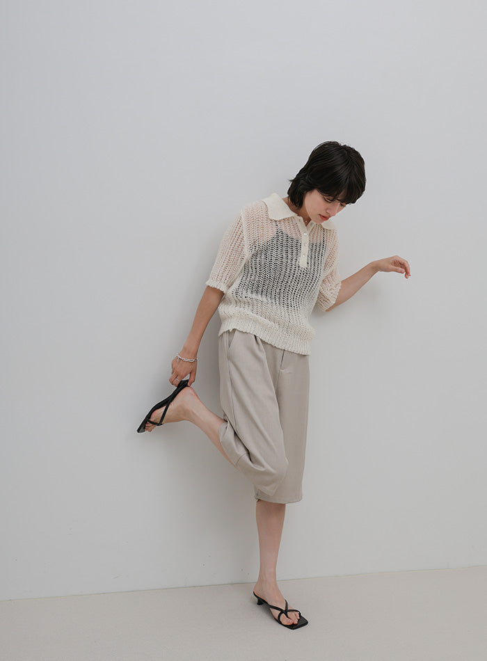 デザイン編みシアーポロニット – SELECT MOCA