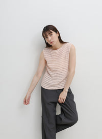 透かし編みノースリーブサマーニット