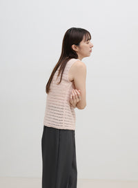 透かし編みノースリーブサマーニット