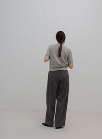 ベロアモールパフスリーブニット