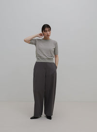 ベロアモールパフスリーブニット
