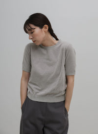 ベロアモールパフスリーブニット